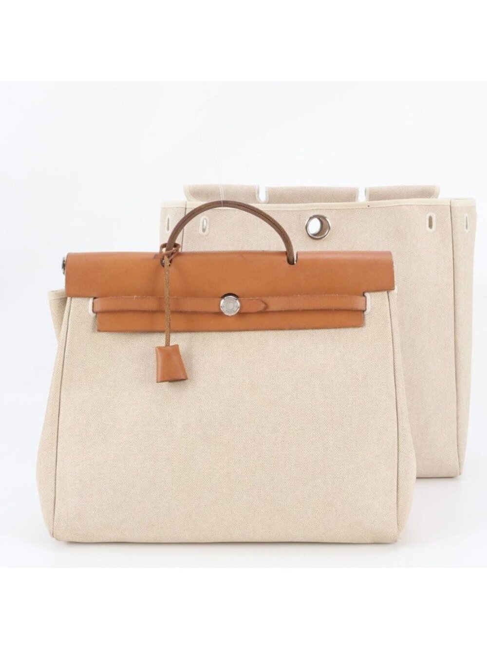Hermes Herbag MM Replacement with Toile H Leather 2-Way Tote Bag